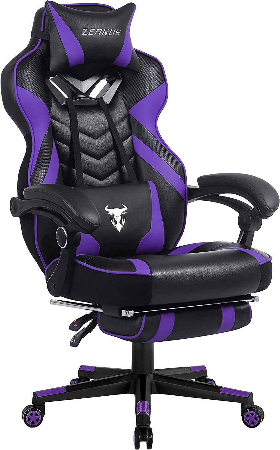 Purple Gaming Chair Reclining Computer Chair with Footrest High Back Gamer Chair with Massage Large Computer Gaming Chair Racing Style Chair for Gaming Big and Tall Gaming Chairs for Adult